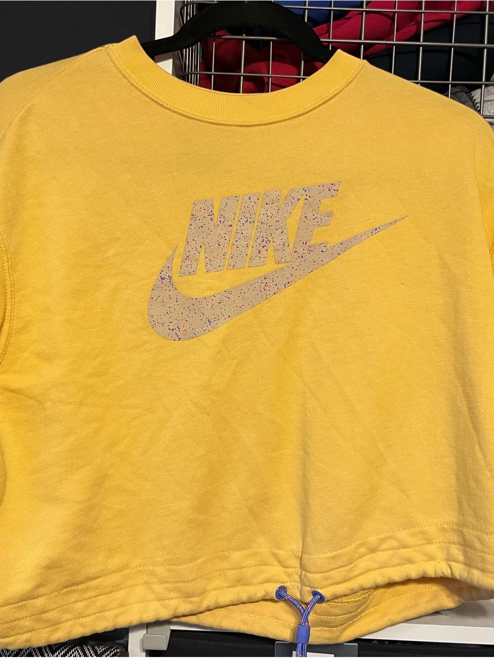 Nike Yellow Logo Cropped Sweatshirt